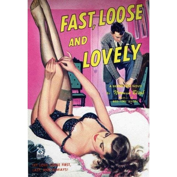 1950s Pulp PB Book Cover Art Fast Loose And Lovely A3 Poster
