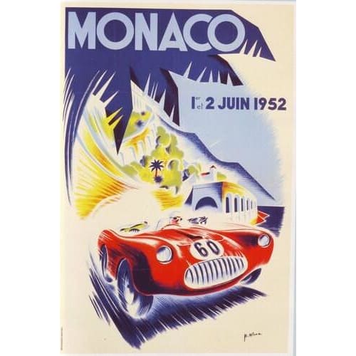 1952 Monaco Grand Prix Poster A3/A2/A1 Print - Posters 