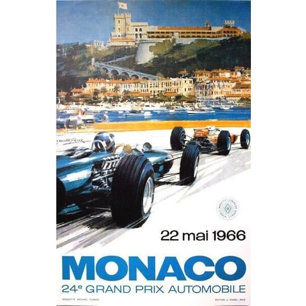 1966 Monaco Grand Prix Poster A3/A2/A1 Print - Posters 