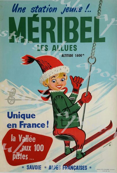 Vintage Meribel France Winter Sports Tourism Poster A3/A4 Print