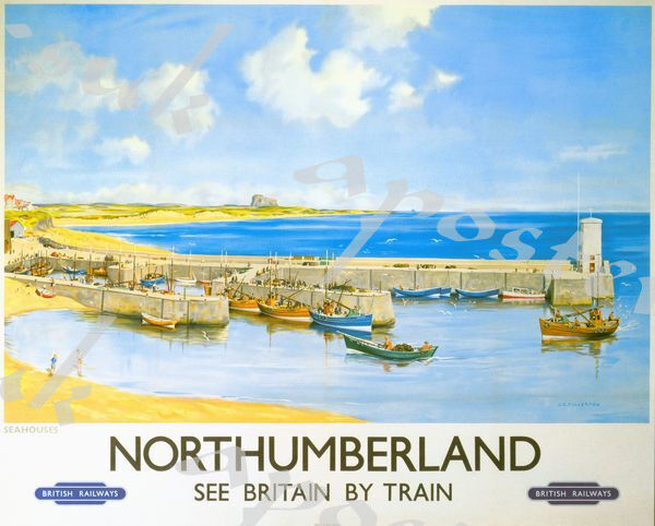 Vintage British Rail Seahouses Northumberland Railway Poster A4/A3/A2/A1 Print