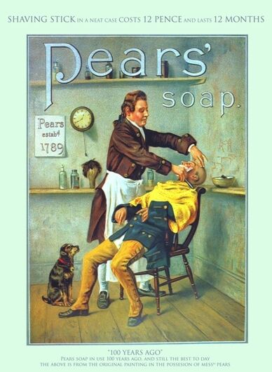Vintage Pears Soap Georgian Barber Shop Advertising Poster A3 Reprint