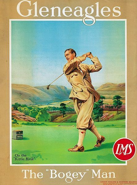 Vintage LMS Gleneagles Golf Bogey Man  Poster   A3 Print