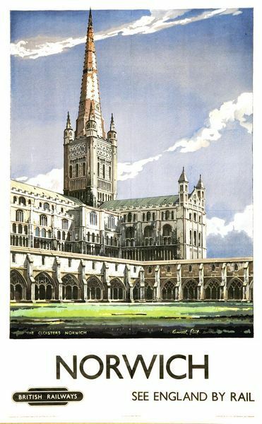 Vintage British Rail Norwich Cathedral Railway Poster A3 Print