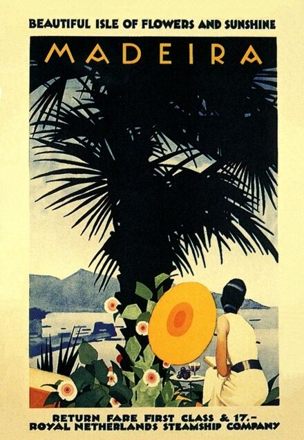 1930'S ART DECO TRAVEL TO MADEIRA  VIA DUTCH STEAMER A3 POSTER REPRINT