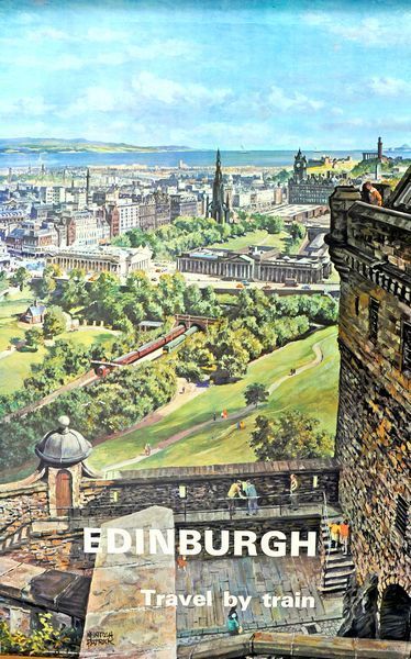 Vintage British Rail Edinburgh Castle View Railway Poster A3 Print