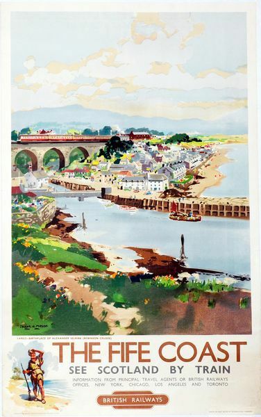 Vintage British Rail Fife Coast  Railway Poster A3 Print