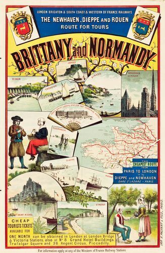 Vintage Edwardian Brighton Railway Newhaven Dieppe Ferry Normandy Poster A3/A4