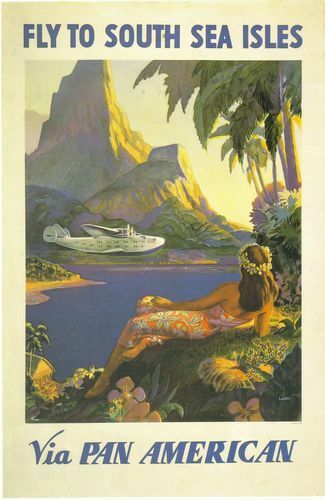 Vintage Pan Am Flights to South Pacific Islands Poster A3 Reprint