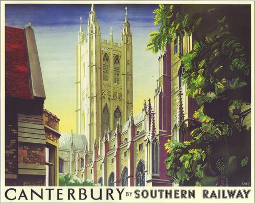 Vintage Southern Railways Canterbury Kent Railway Poster A3 / A2 Print