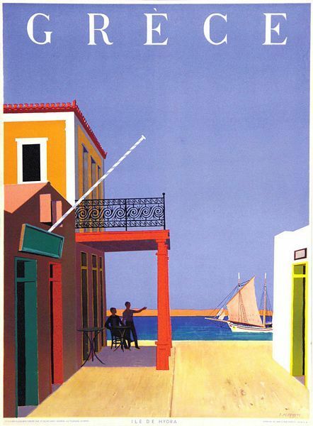 Vintage Greek Hydra Travel Poster A3 Print