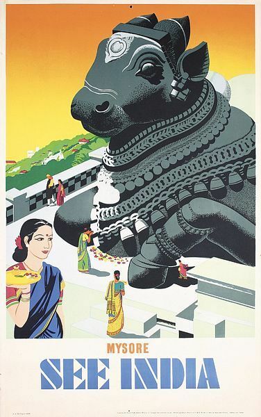 Vintage Visit India Mysore Travel Poster  A3 Print