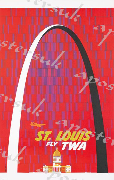 Vintage TWA Flights to Saint Louis Poster A3/A4 Print