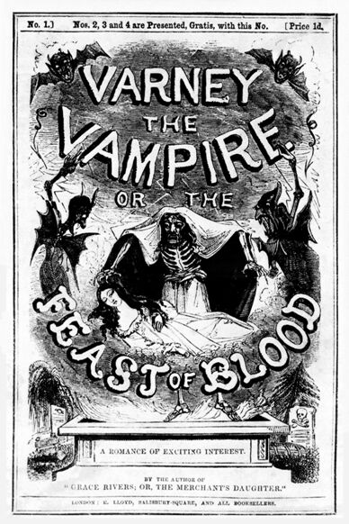 VICTORIAN VARNEY THE VAMPIRE 1845 PENNY DREADFUL COVER ART A3  POSTER REPRINT