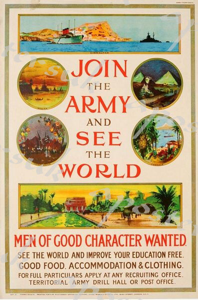 British Empire Join The Army See The World Recruitment Poster A3/A4 Print