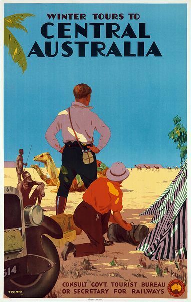 Vintage Australian Railways Central Australia Travel Poster  A3 Print