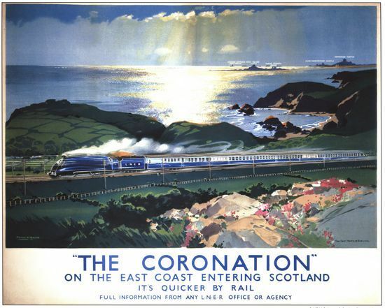 Vintage LNER Coronation Express Entering Scotland Railway Poster A3/A2/A1 Print