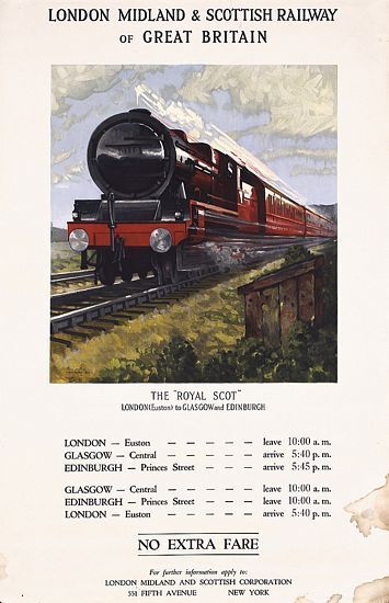 Vintage LMS Royal Scot Railway Poster  A3 Print