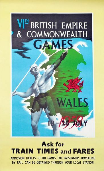 1958 Commonwealth Games Wales  Poster A3 Print