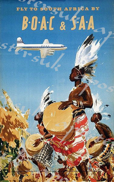 Vintage BOAC Flights to South Africa Poster A3/A4 Print