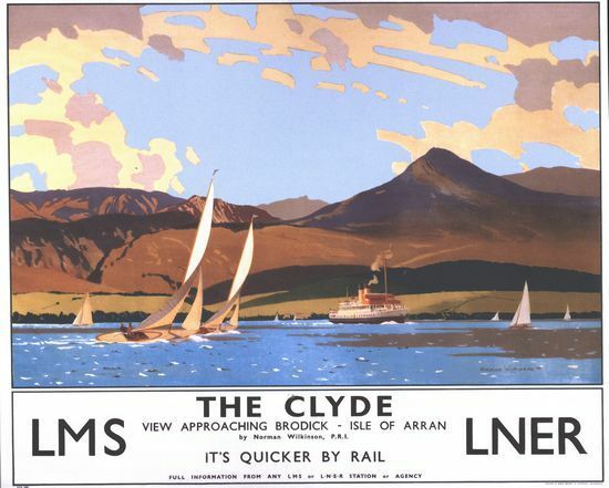 Vintage LMS LNER Isle of Arran Firth of Clyde Railway Poster A3/A2/A1 Print