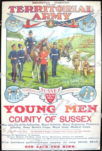 Vintage Sussex Territorial Army Recruitment Poster A3/A4 Print