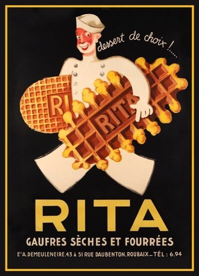 1930'S ART DECO RITA FRENCH WAFFLE BISCUITS  ADVERTISEMENT A3 POSTER ART PRINT