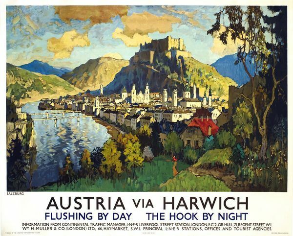 1920's Austria via Harwich British Railways  Poster  A3 Print