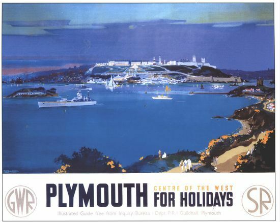 Vintage GWR Southern Rail Plymouth Railway Poster A3/A2/A1 Print