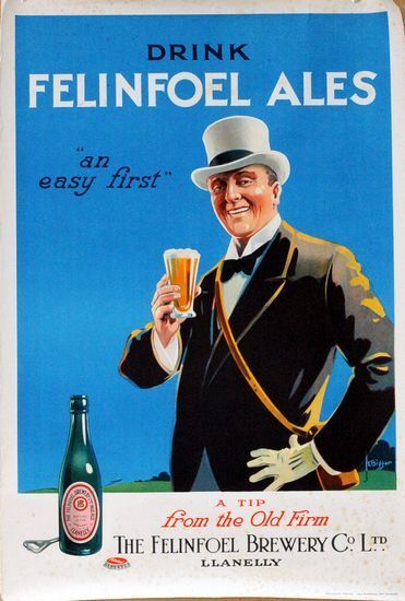 Vintage Felinfoel Ales Llanelli Brewery Advertisement Poster A3 Print
