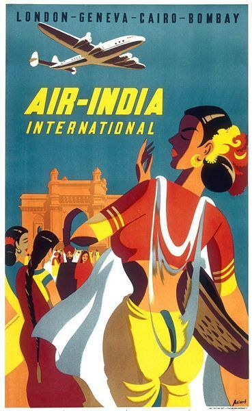 Air India London to Bombay Airline Travel Poster A3 Print