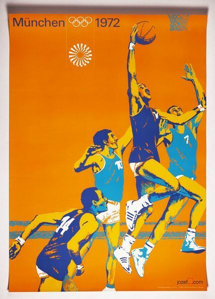 Vintage 1972 Munich Olympics Basketball Poster A3 Print