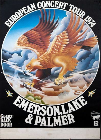 Vintage 1974 Emerson Lake and Palmer Concert Poster A3 Print
