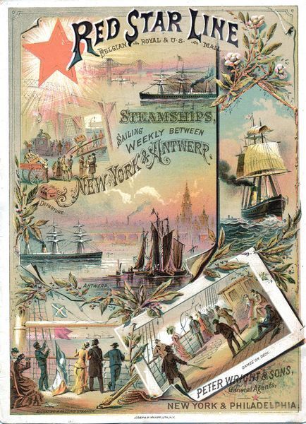 Vintage Red Star Line Antwerp to New York Sailings Poster A3 Print