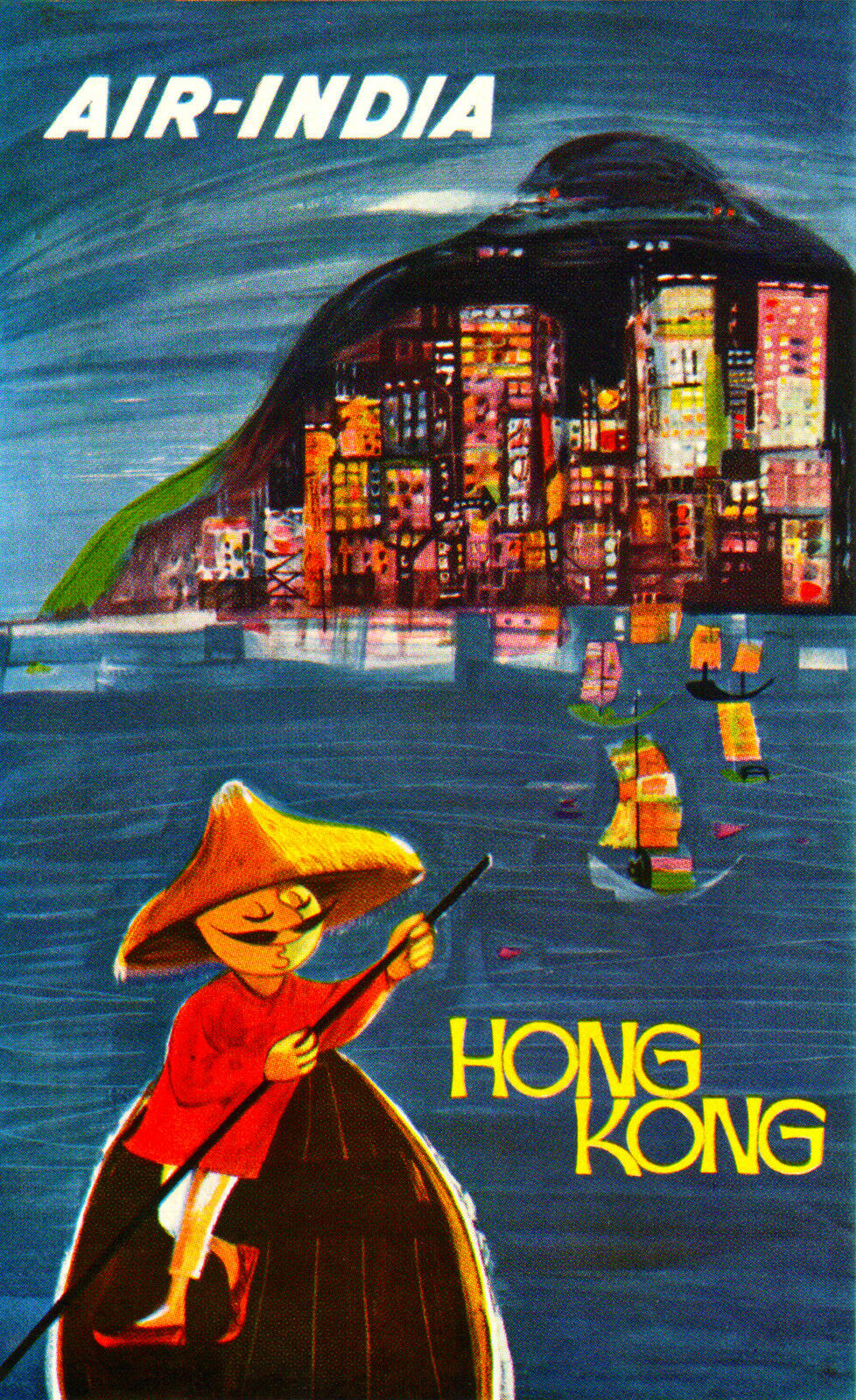 Vintage Air India Hong Kong Travel Poster A3 / A2 Print