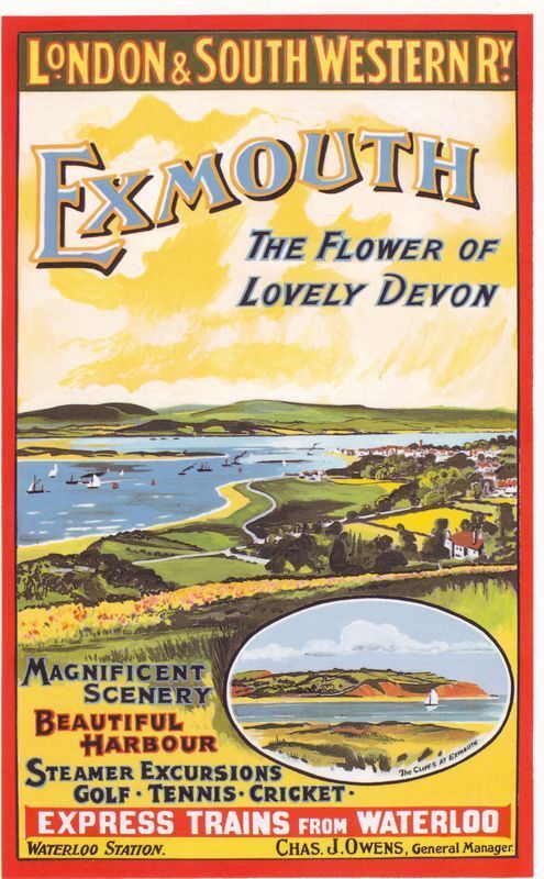 1900's LSW Railway Exmouth Travel Poster A3 / A2 Print