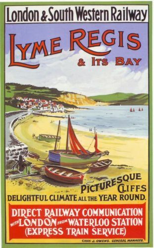 1900's LSW Railway Lyme Regis Travel Poster A3 Reprint
