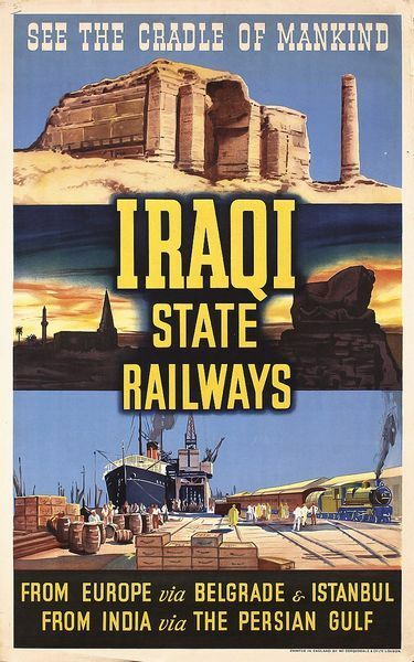 Vintage Iraqi State Railways Cradle of Mankind Poster  A3 Print