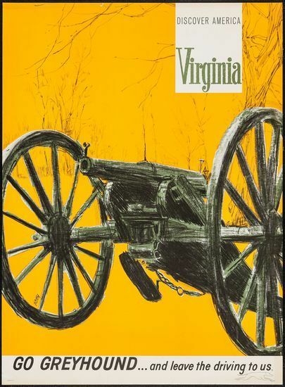 Vintage US Greyhound Coaches Virginia Tourism Poster A3 Print
