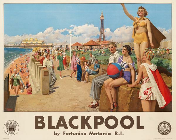 Vintage LMS Blackpool Seafront Railway Poster A3 Print