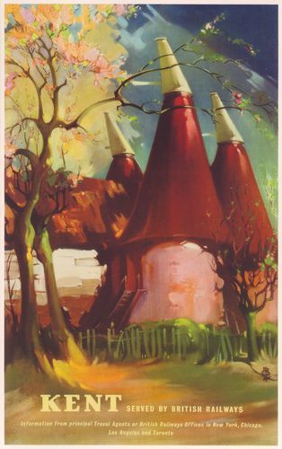 Vintage British Railways Kent Oast House Railway Poster A3 / A2 Print