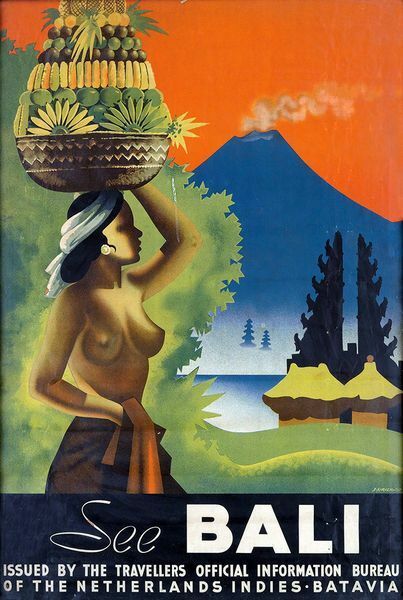 Vintage Bali Indonesia Travel Poster  A3 Print