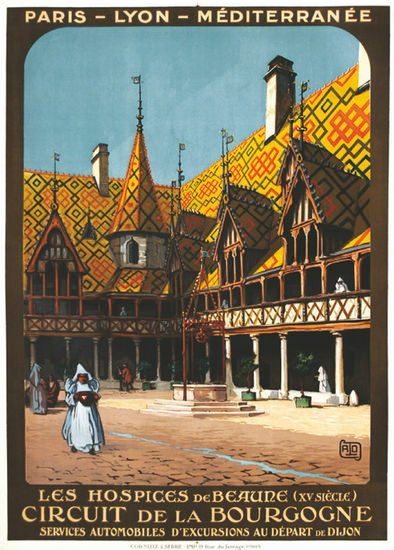 Vintage Hospices de Beaune Bourgogne French Railway Poster A3 Print