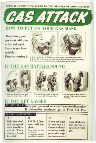 British World War 2 Gas Attack Poster A3 Reprint