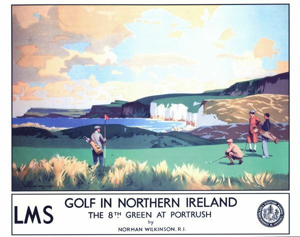 Vintage LMS Golf in Northern Ireland Portrush Railway Poster A3/A2/A1 Print