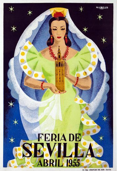 Vintage Seville Festival 1955 Tourism Poster A3 Print