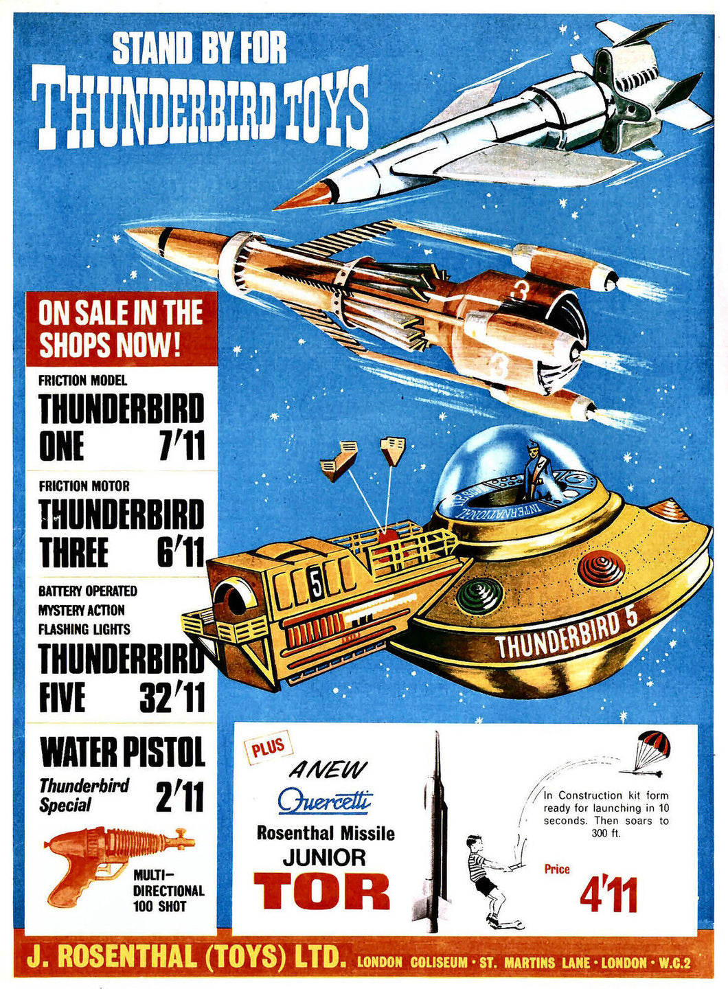 1960's Thunderbirds Toys  Advertising Poster A3 / A2 Print