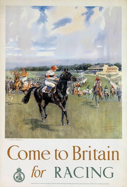 Vintage British Tourism Horse Racing Poster  A3 Print