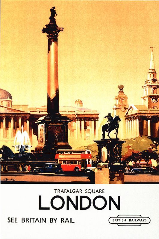 1950's British Rail london Trafalgar Square  Railway Poster  A3/A2 Print