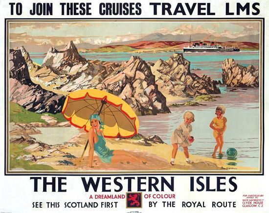 Vintage LMS Scotland Western Isles Cruises Railway Poster A3 Print